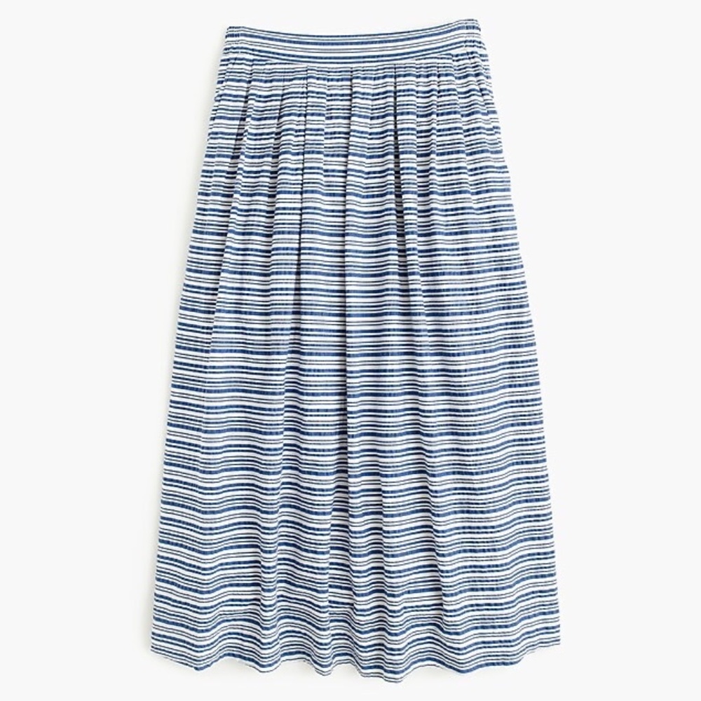 J Crew blue white stripe seersucker midi size 8 Medium good for talls